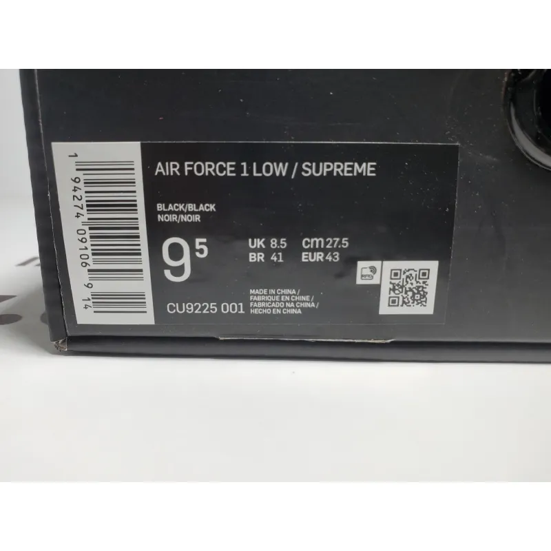 Supreme x Air Force 1 Low Black CU9225-001