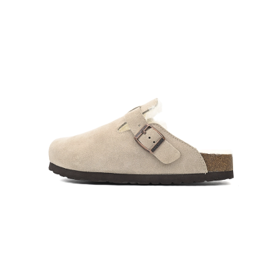 Birkenstock Boston Shearling Coin Suede Beige E14T002N6L 01