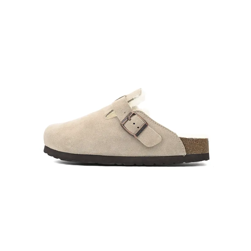 Birkenstock Boston Shearling Coin Suede Beige E14T002N6L