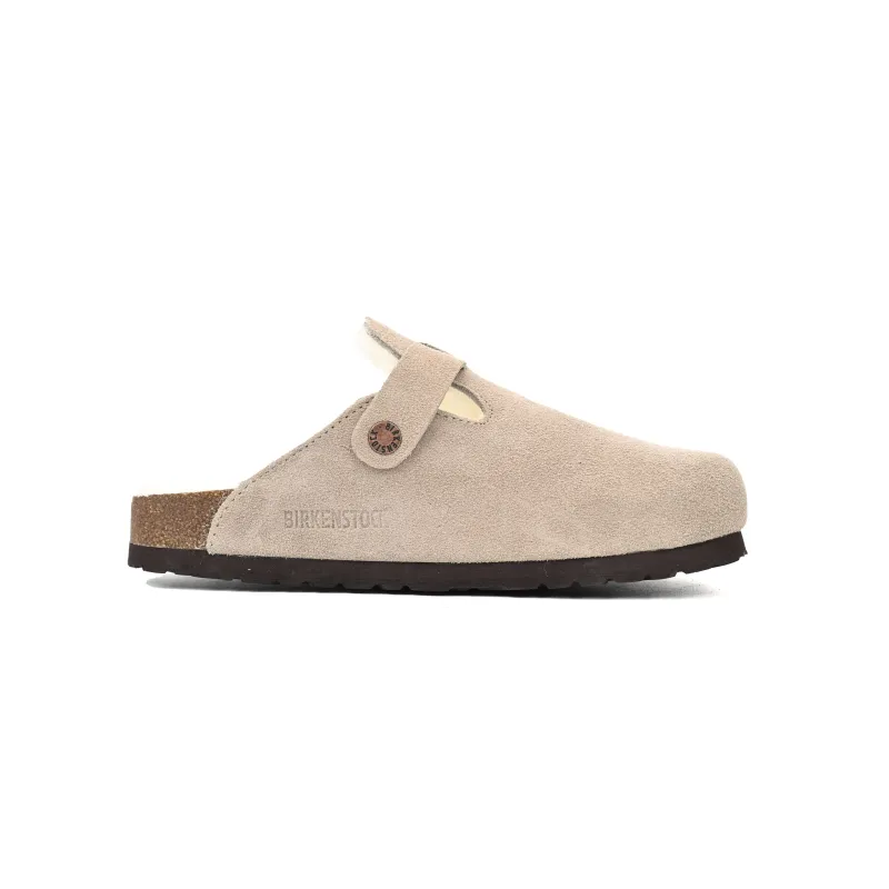 Birkenstock Boston Shearling Coin Suede Beige E14T002N6L