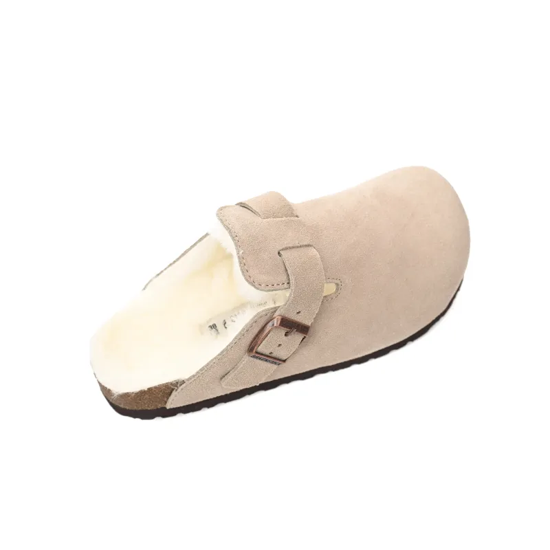 Birkenstock Boston Shearling Coin Suede Beige E14T002N6L