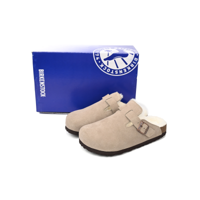 Birkenstock Boston Shearling Coin Suede Beige E14T002N6L 02