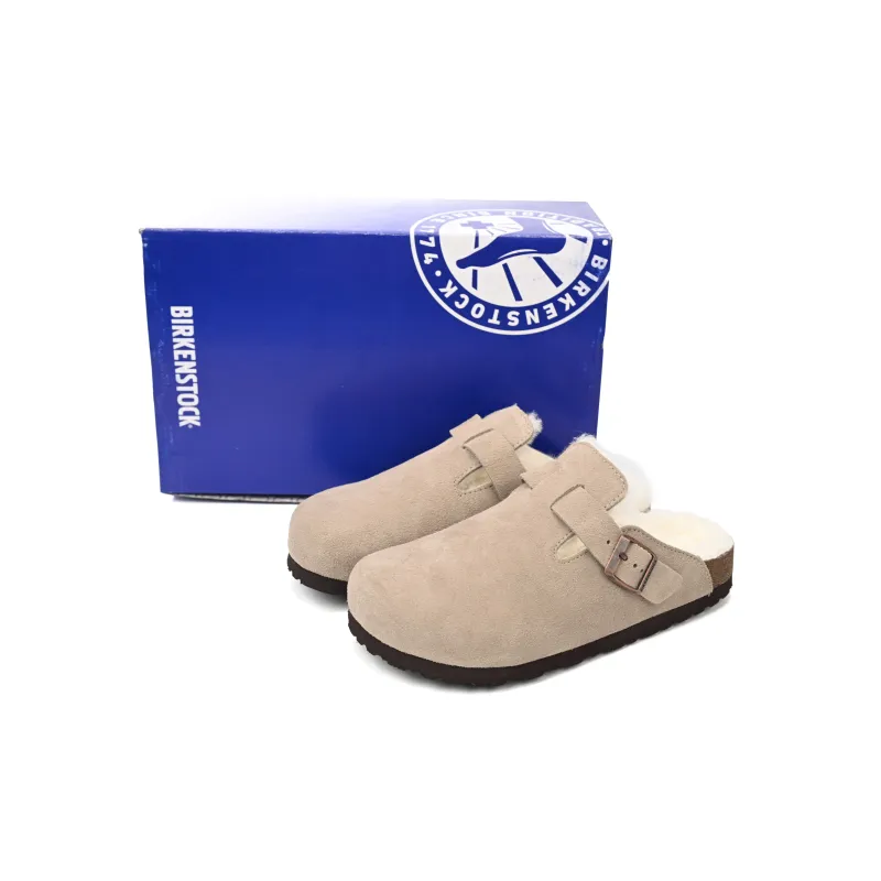 Birkenstock Boston Shearling Coin Suede Beige E14T002N6L