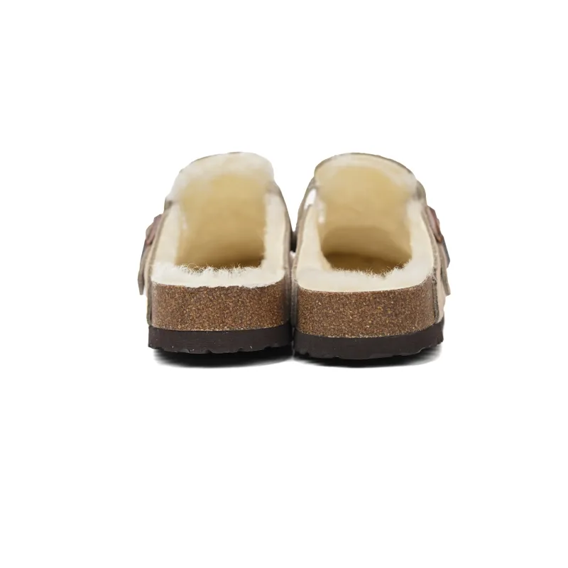 Birkenstock Boston Shearling Coin Suede Beige E14T002N6L