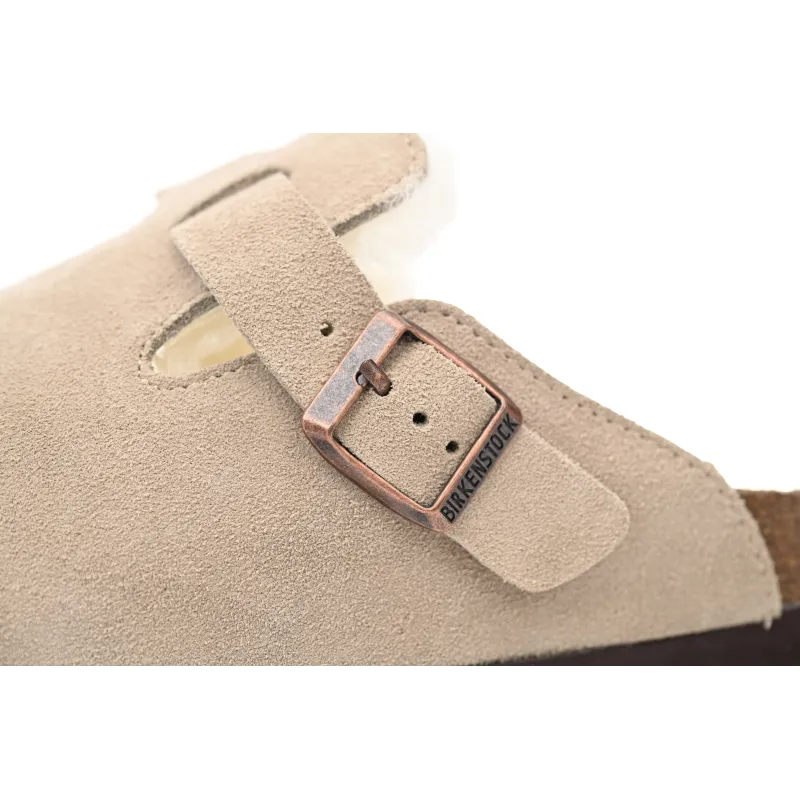 Birkenstock Boston Shearling Coin Suede Beige E14T002N6L