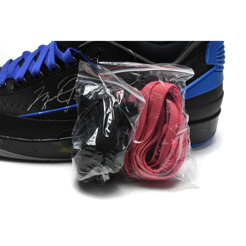 Off White x Air Jordan 2 Retro Low SP Black and Varsity Roy  DJ4375-004