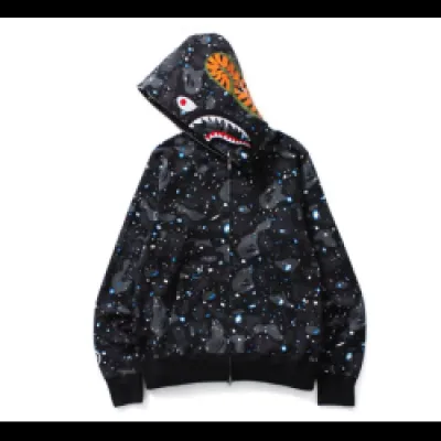 BAPE Space Camo Shark WGM Full-Zip Hoodie Black 01