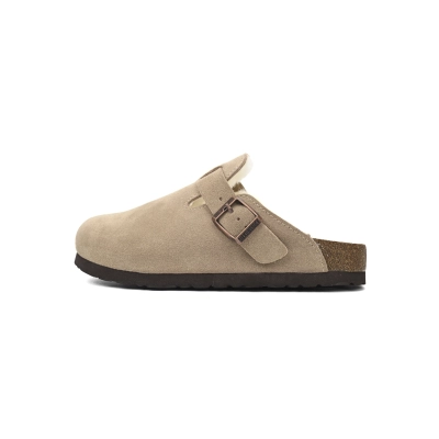 Birkenstock Boston Shearling Coin Suede Stone 6745673 01