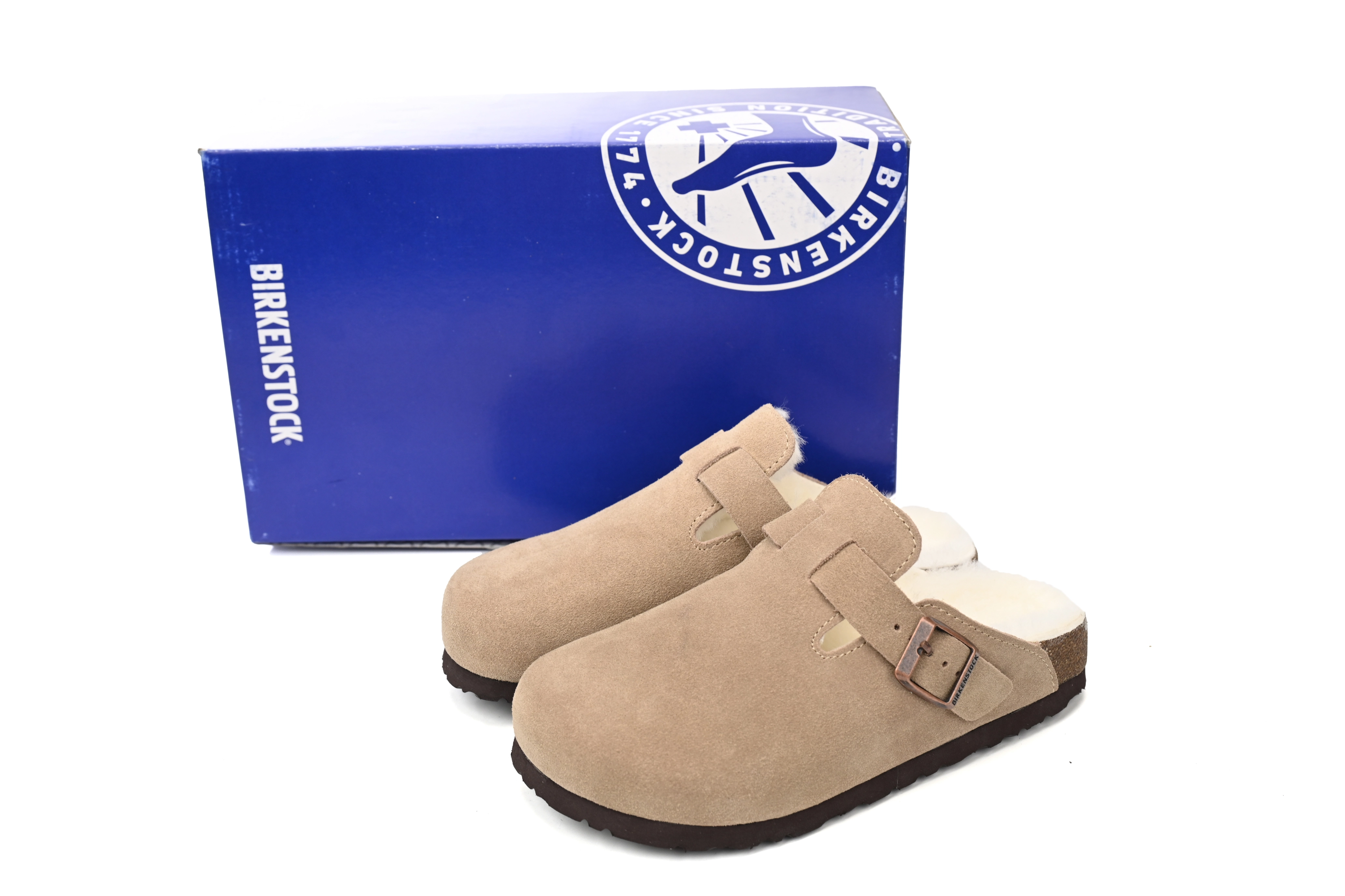 Birkenstock Boston Shearling Coin Suede Stone 6745673