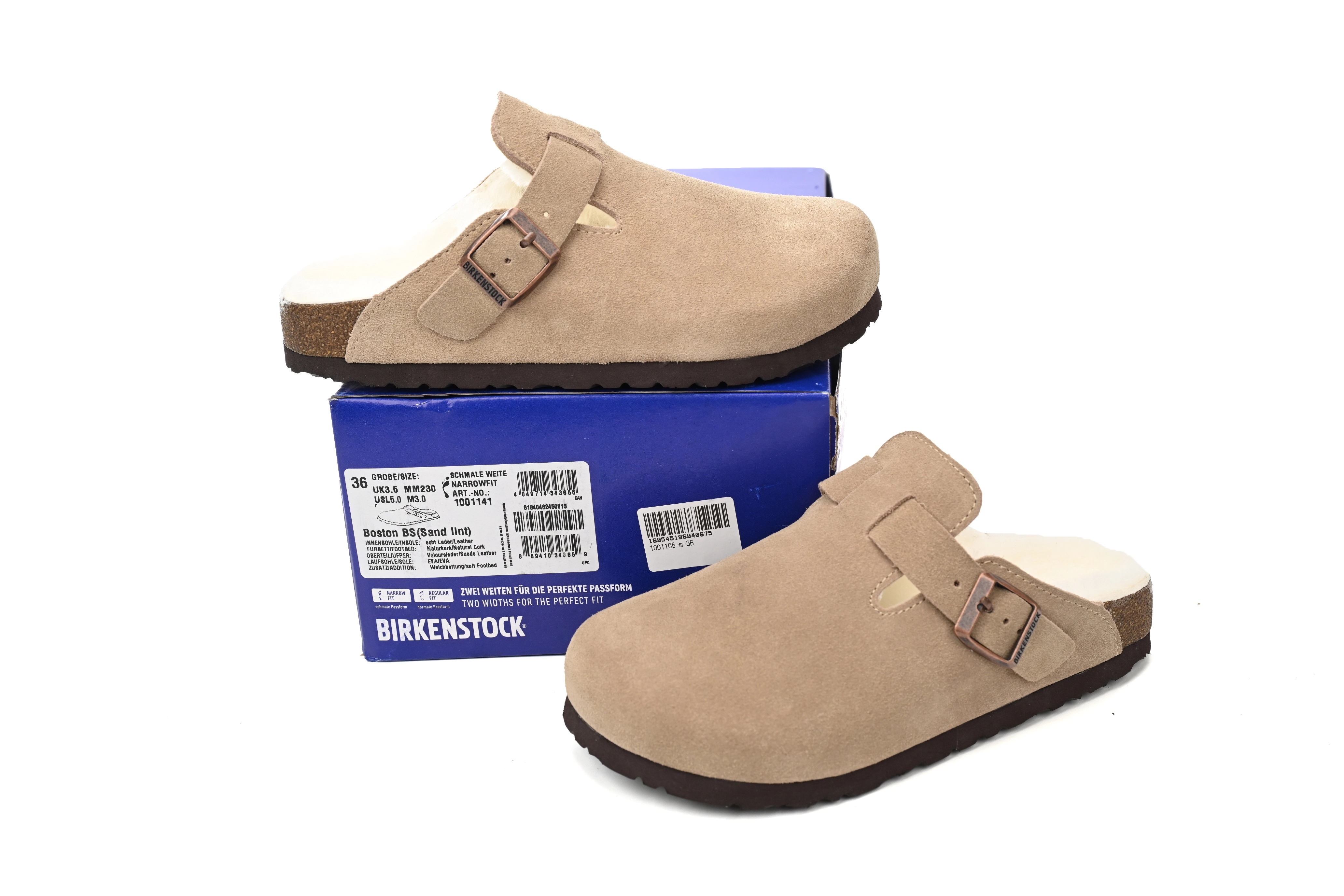 Birkenstock Boston Shearling Coin Suede Stone 6745673