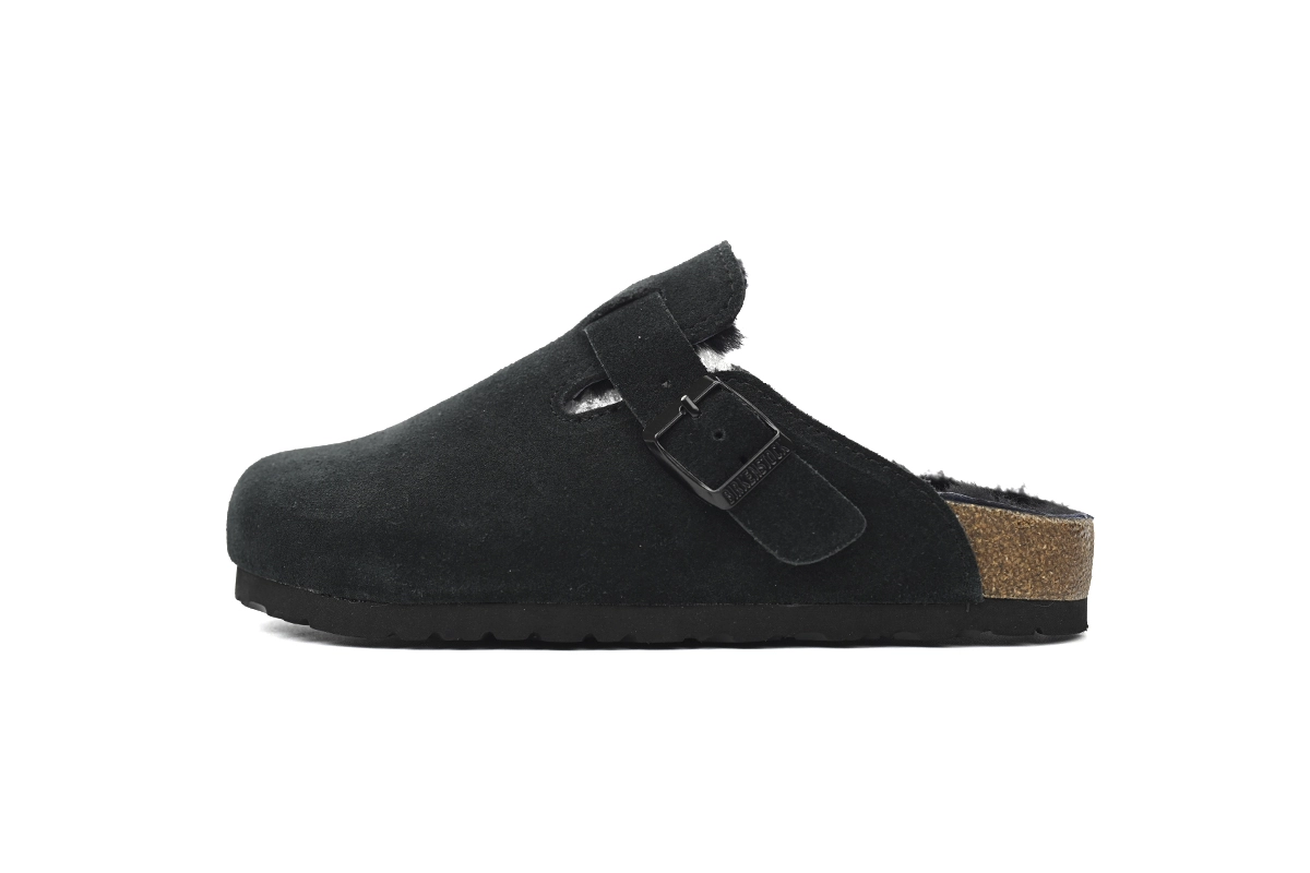Birkenstock Boston Shearling Suede Leather Black 259881