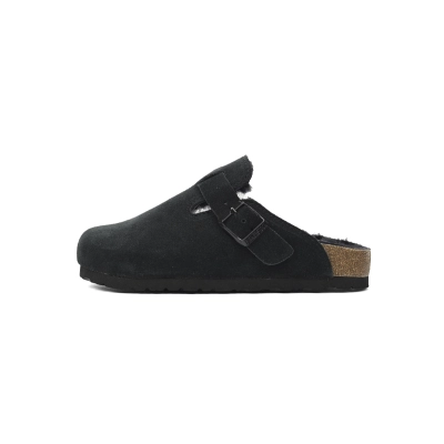 Birkenstock Boston Shearling Suede Leather Black 259881 01