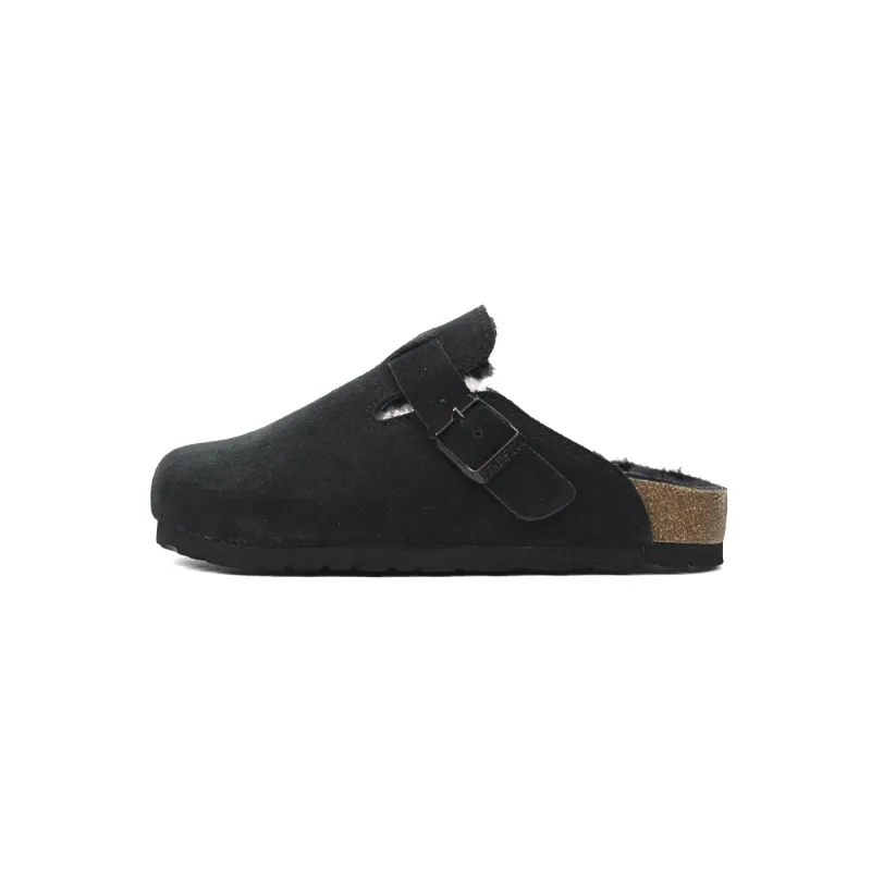 Birkenstock Boston Shearling Suede Leather Black 259881