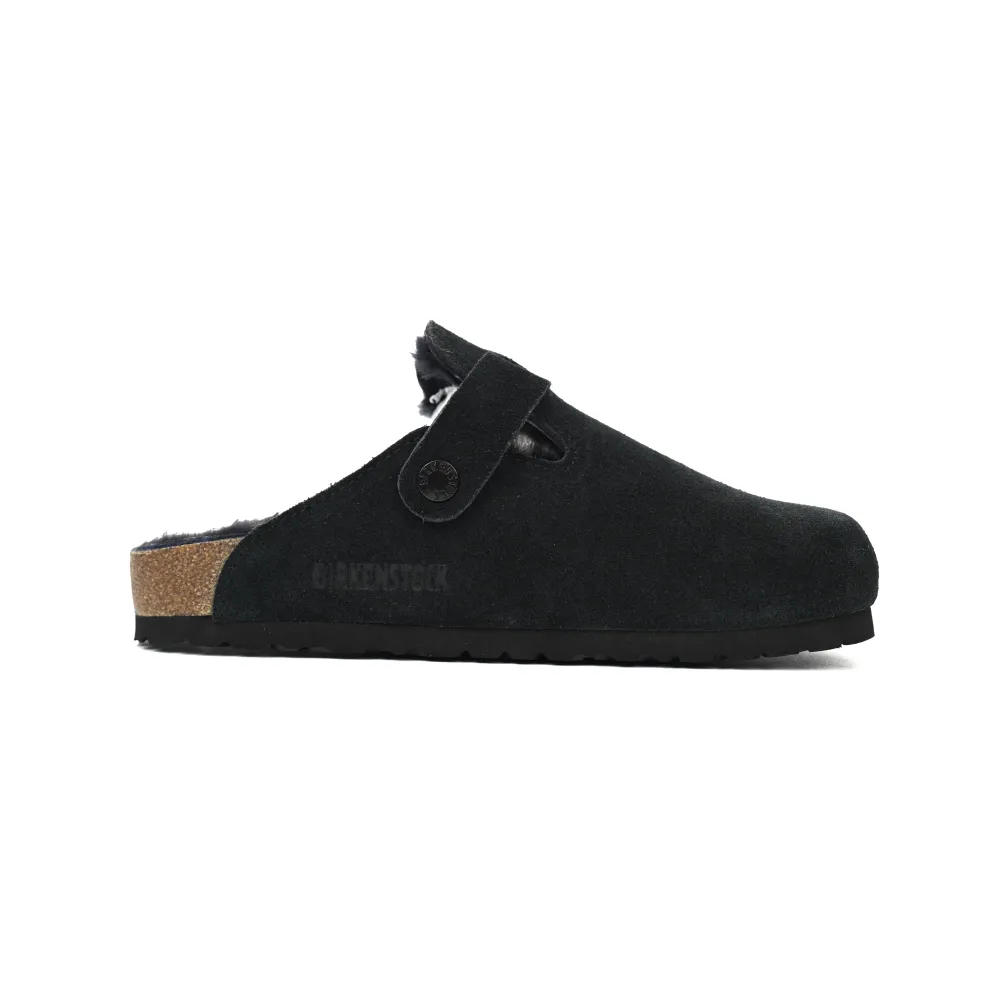 Birkenstock Boston Shearling Suede Leather Black 259881