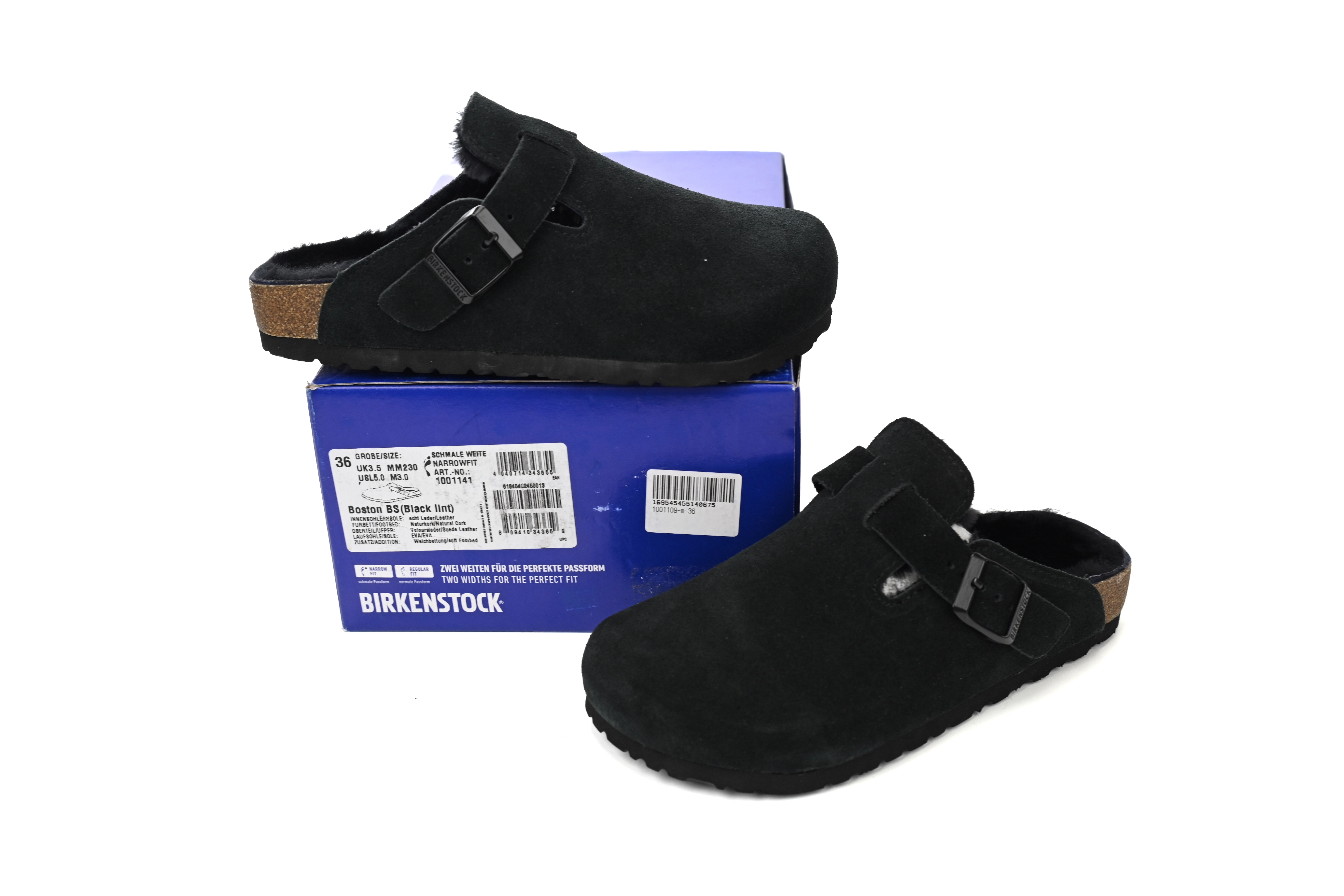 Birkenstock Boston Shearling Suede Leather Black 259881