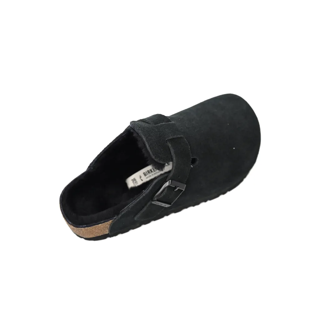 Birkenstock Boston Shearling Suede Leather Black 259881