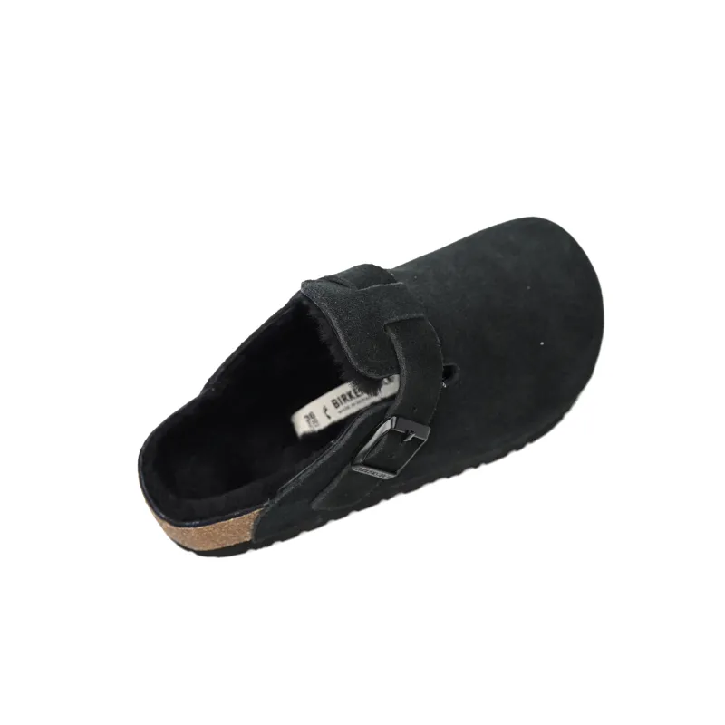 Birkenstock Boston Shearling Suede Leather Black 259881