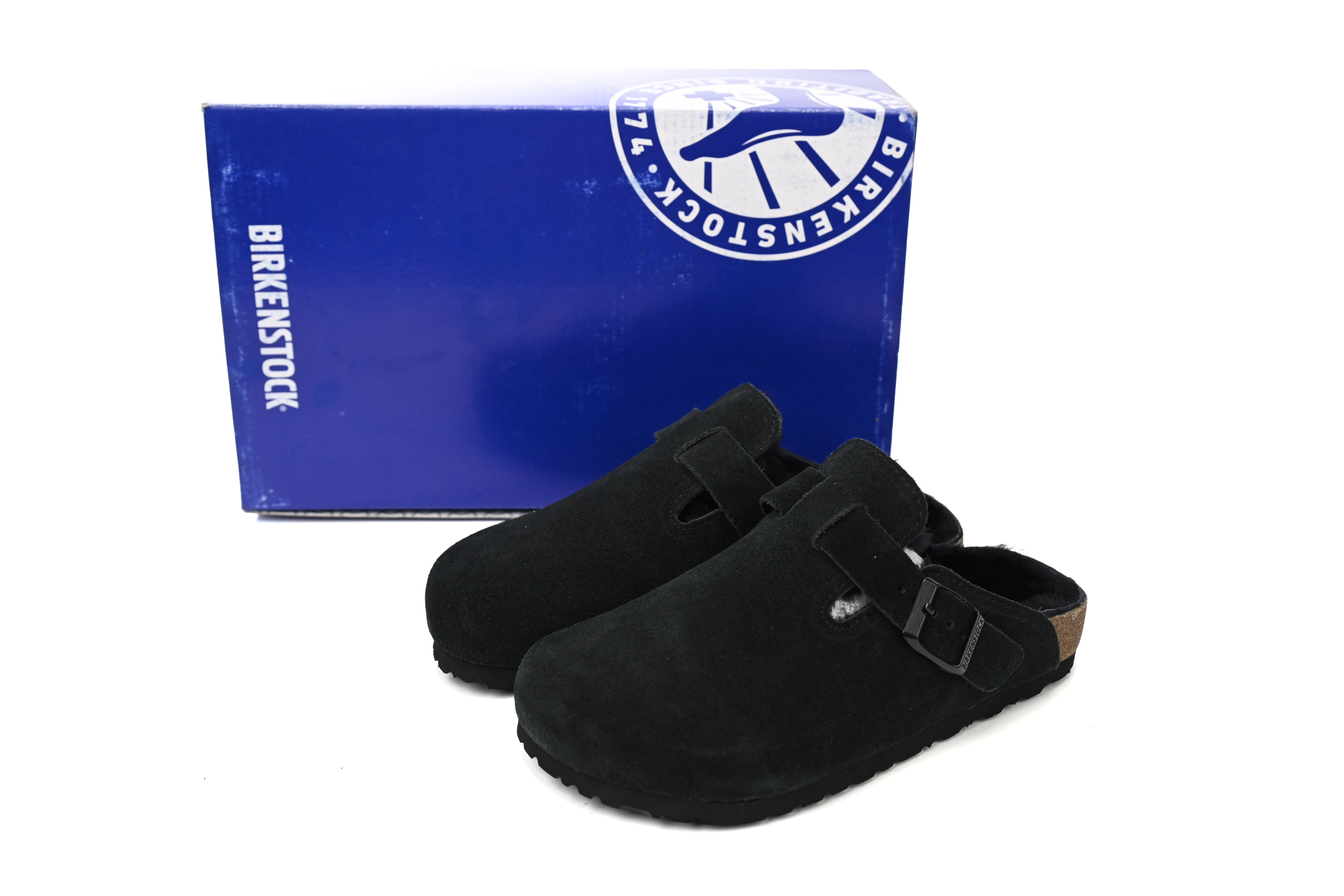 Birkenstock Boston Shearling Suede Leather Black 259881