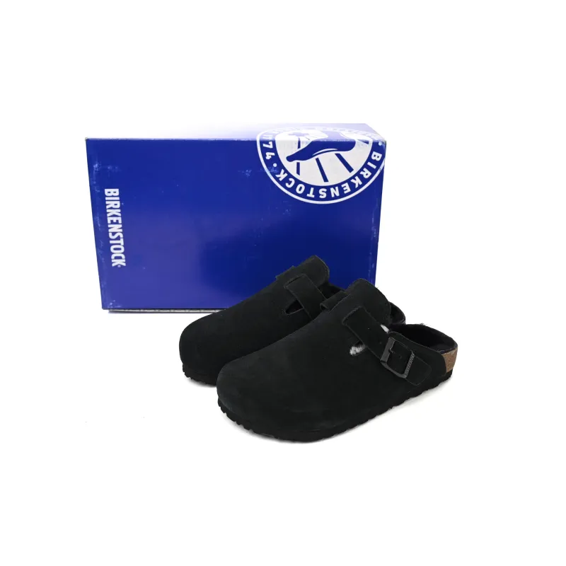 Birkenstock Boston Shearling Suede Leather Black 259881