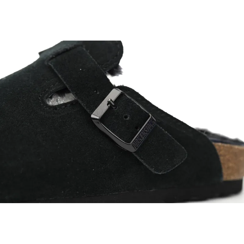 Birkenstock Boston Shearling Suede Leather Black 259881