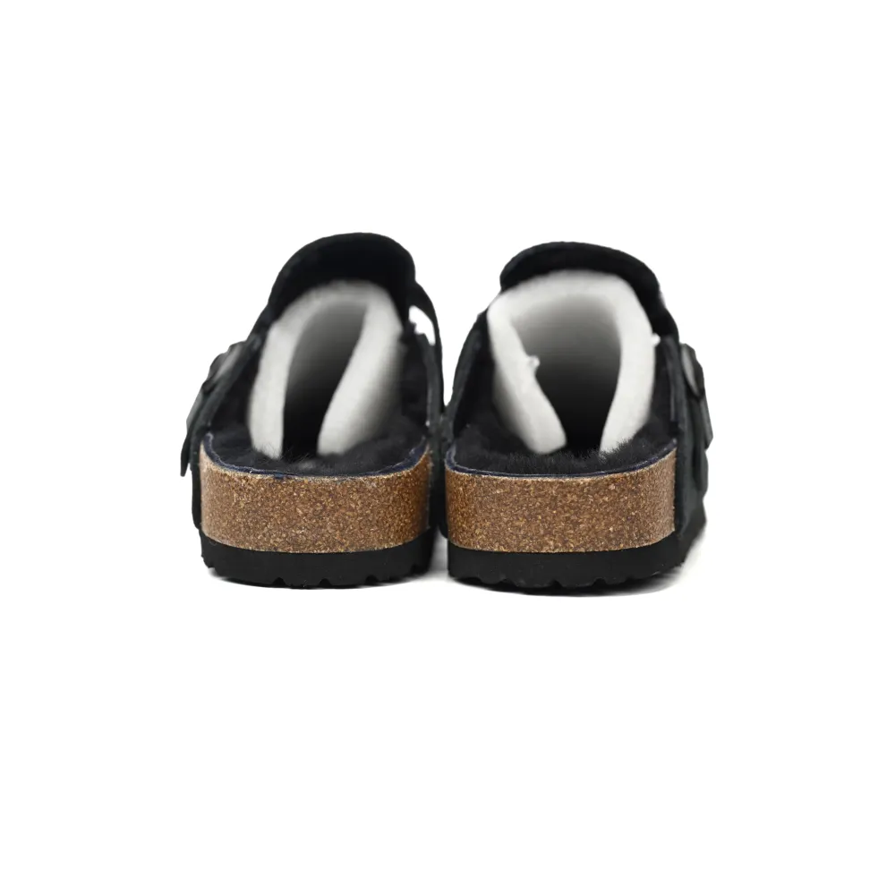 Birkenstock Boston Shearling Suede Leather Black 259881