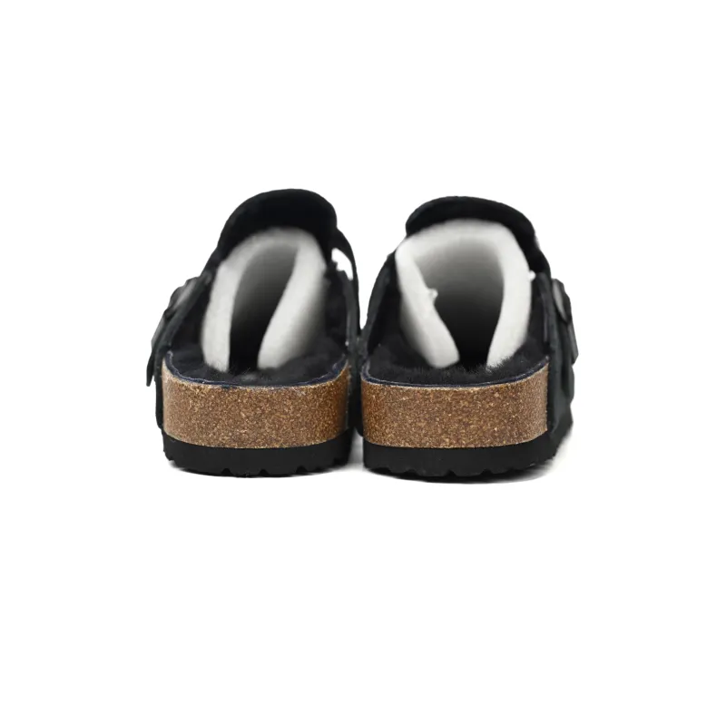 Birkenstock Boston Shearling Suede Leather Black 259881