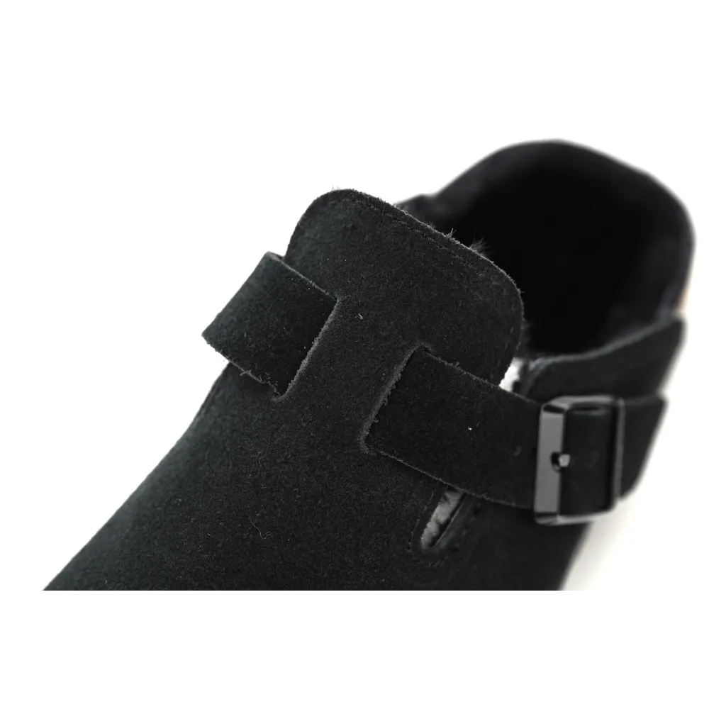 Birkenstock Boston Shearling Suede Leather Black 259881