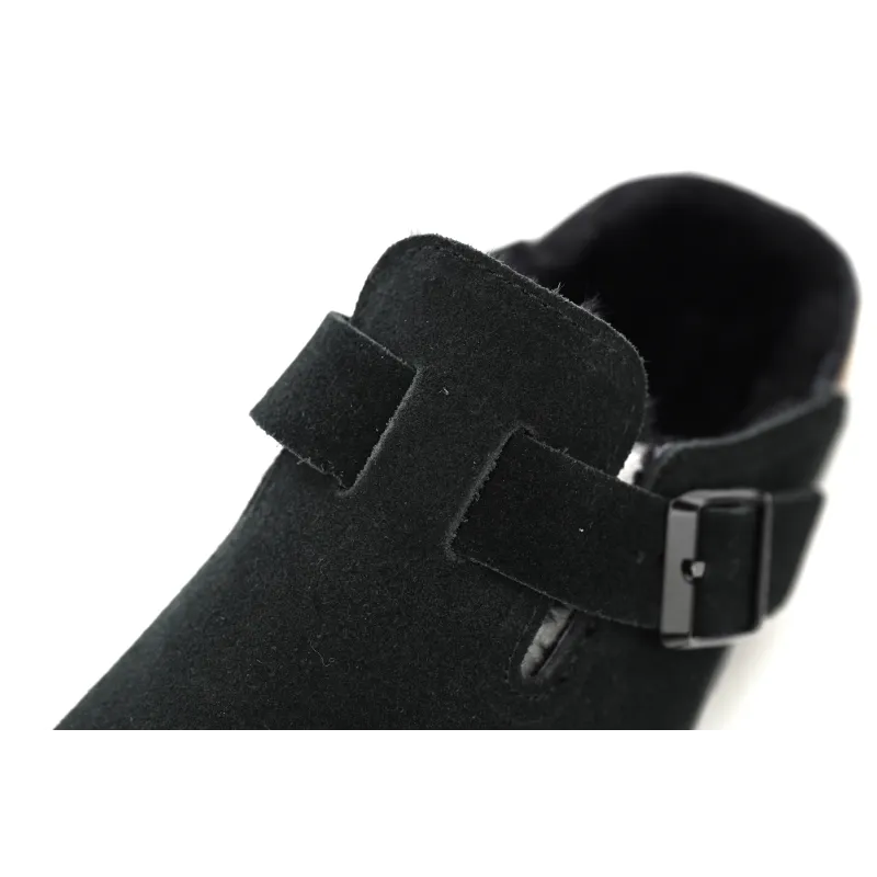 Birkenstock Boston Shearling Suede Leather Black 259881