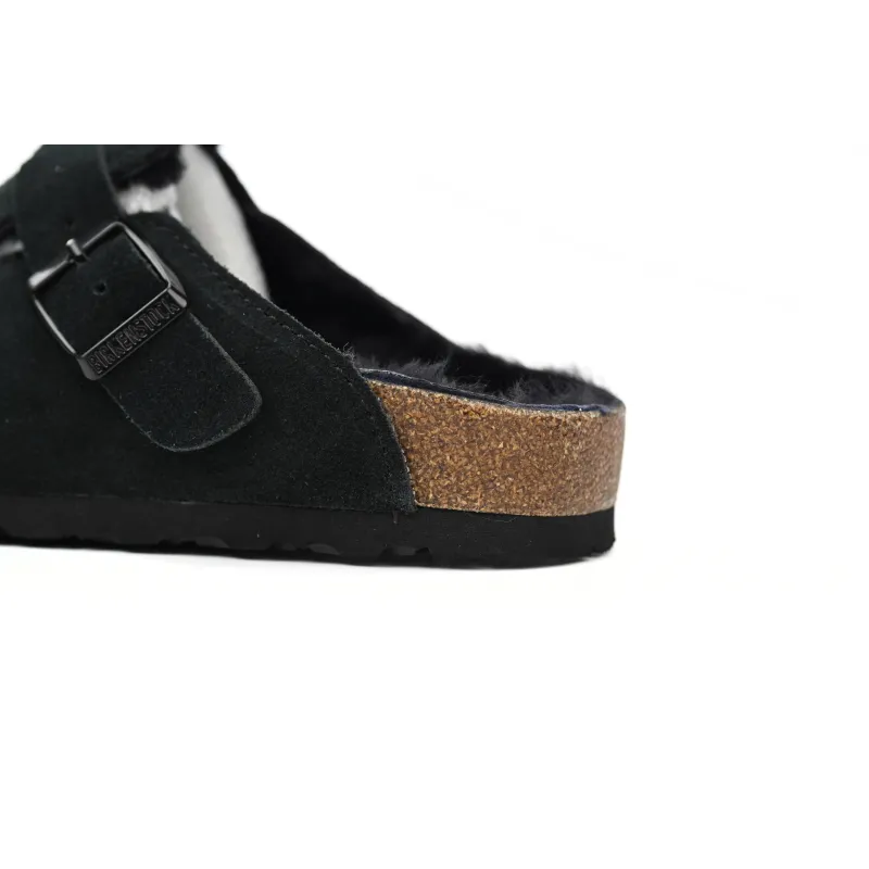 Birkenstock Boston Shearling Suede Leather Black 259881