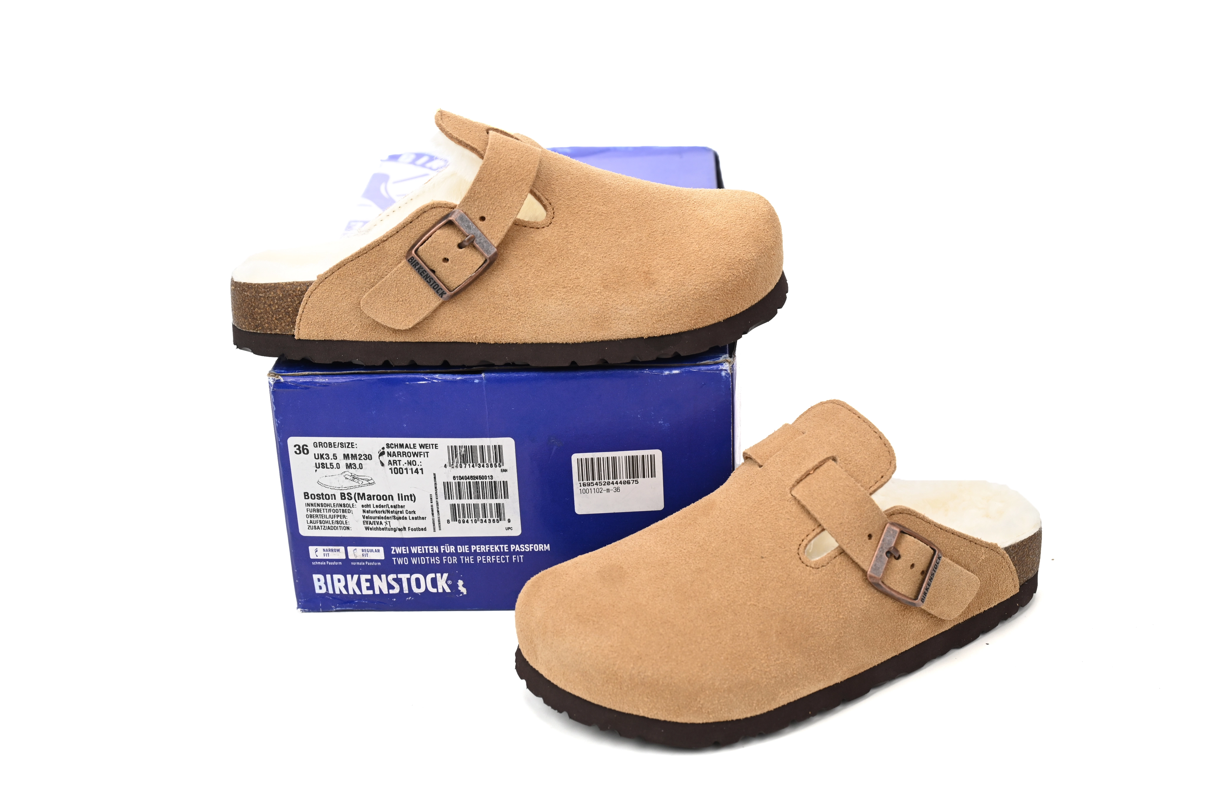 Birkenstock Boston Shearling Suede Leather Mink 1001141