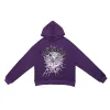 Sp5der Spider Web Print Gothic Punk Purple Hoodie