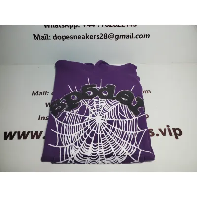 Sp5der Spider Web Print Gothic Punk Purple Hoodie 02