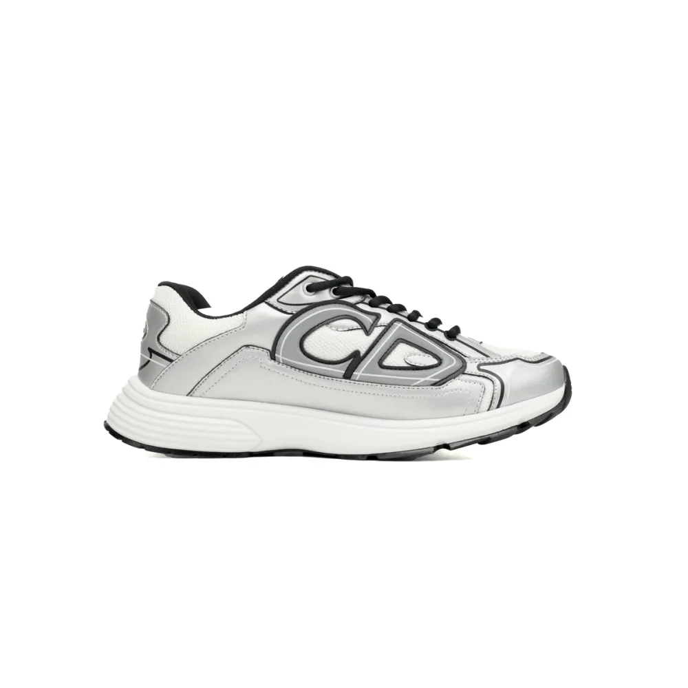 Dior B30 White Mesh Silver-Tone Metallic Calfskin