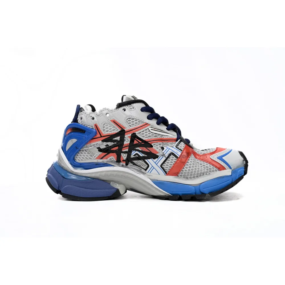 Balenciaga Runner White And Blue Printing 677402 W3RB6 1264