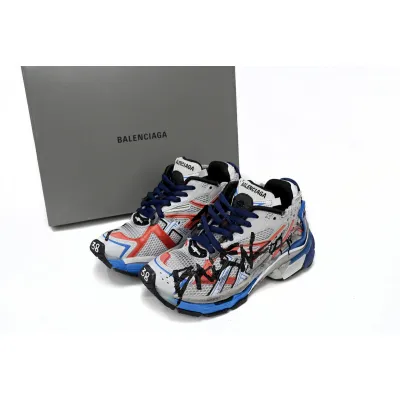 Balenciaga Runner White And Blue Printing 677402 W3RB6 1264 02
