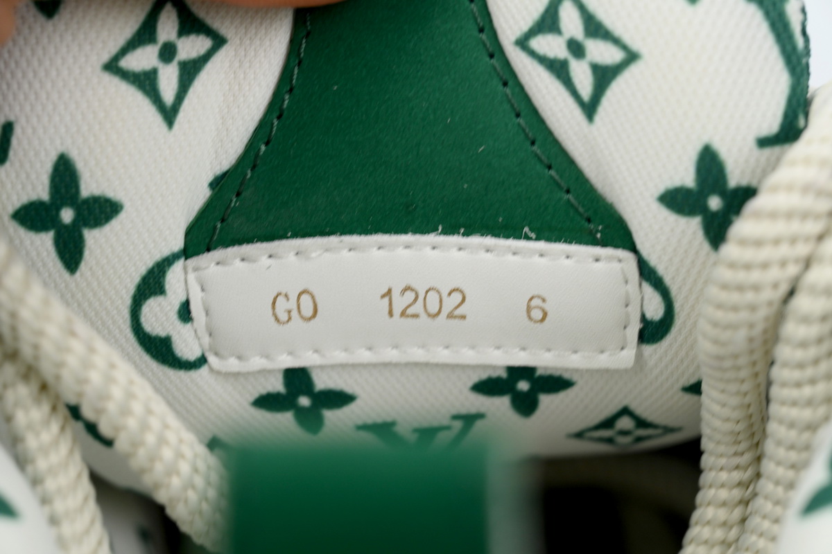 Louis Vuitton Leather lace up Fashionable Board Shoes White Green 1AC520