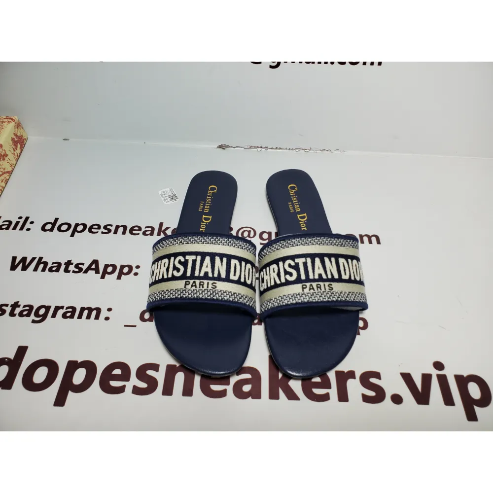 ch**an D*or dway navy blue fabric slides