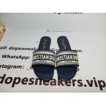 CHRISTIAN DIOR DWAY NAVY BLUE FABRIC SLIDES