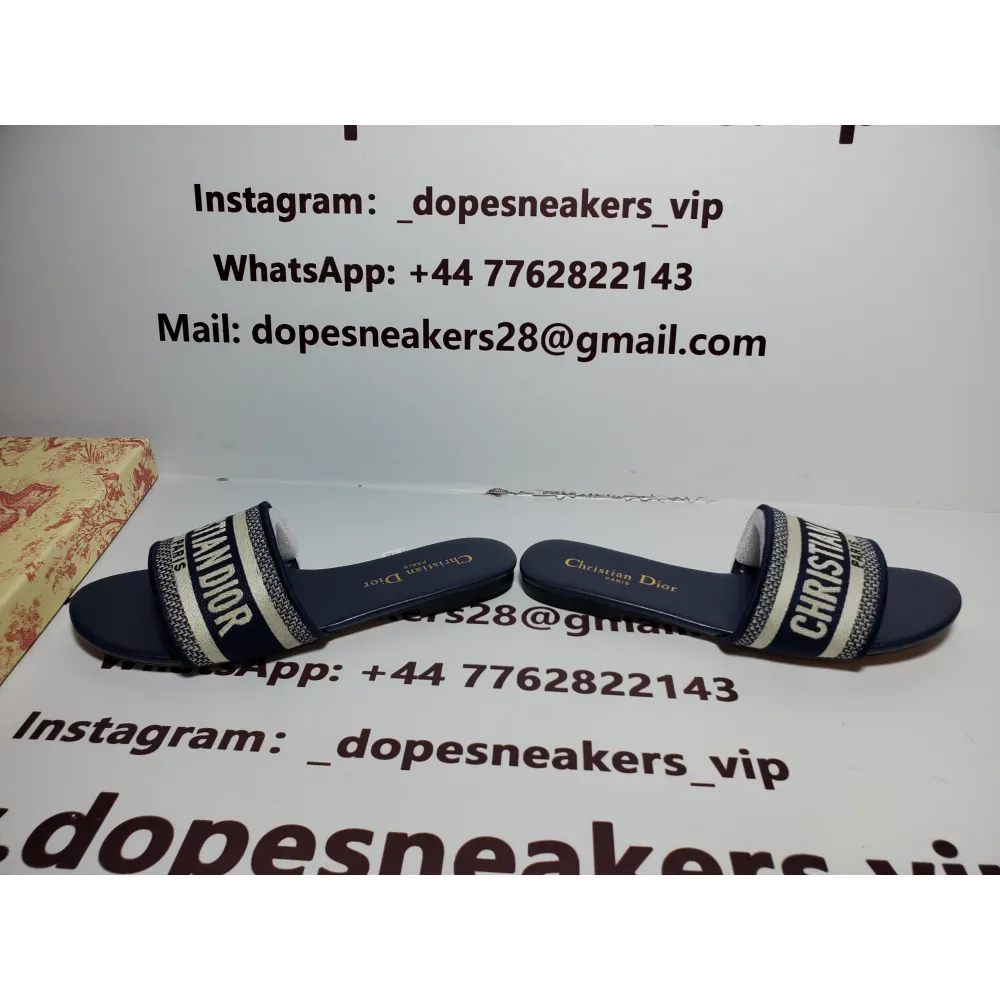 ch**an D*or dway navy blue fabric slides