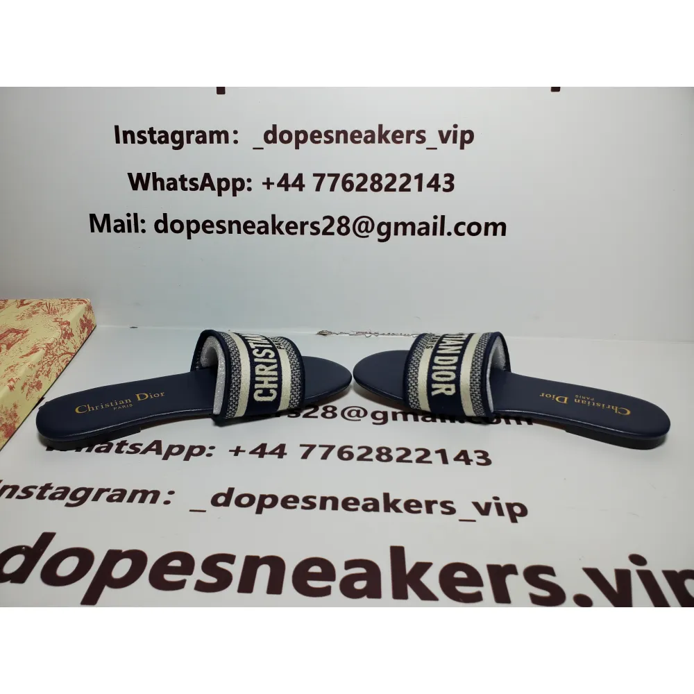 ch**an D*or dway navy blue fabric slides