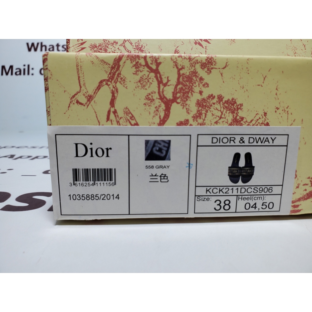 CHRISTIAN DIOR DWAY NAVY BLUE FABRIC SLIDES