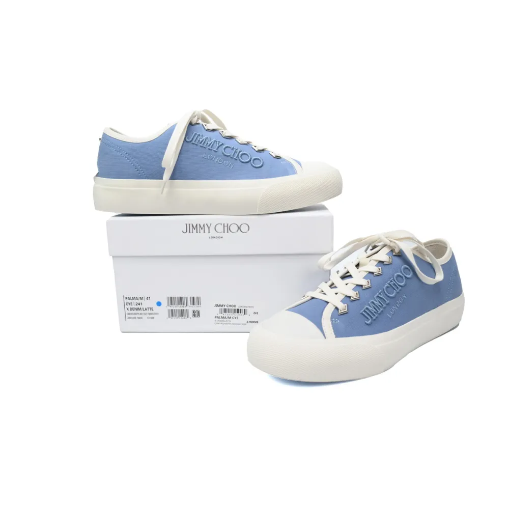 Jimmy Choo Palma Maxi Blue Canvas Platform Trainers PALMAMAXIFCYE043621