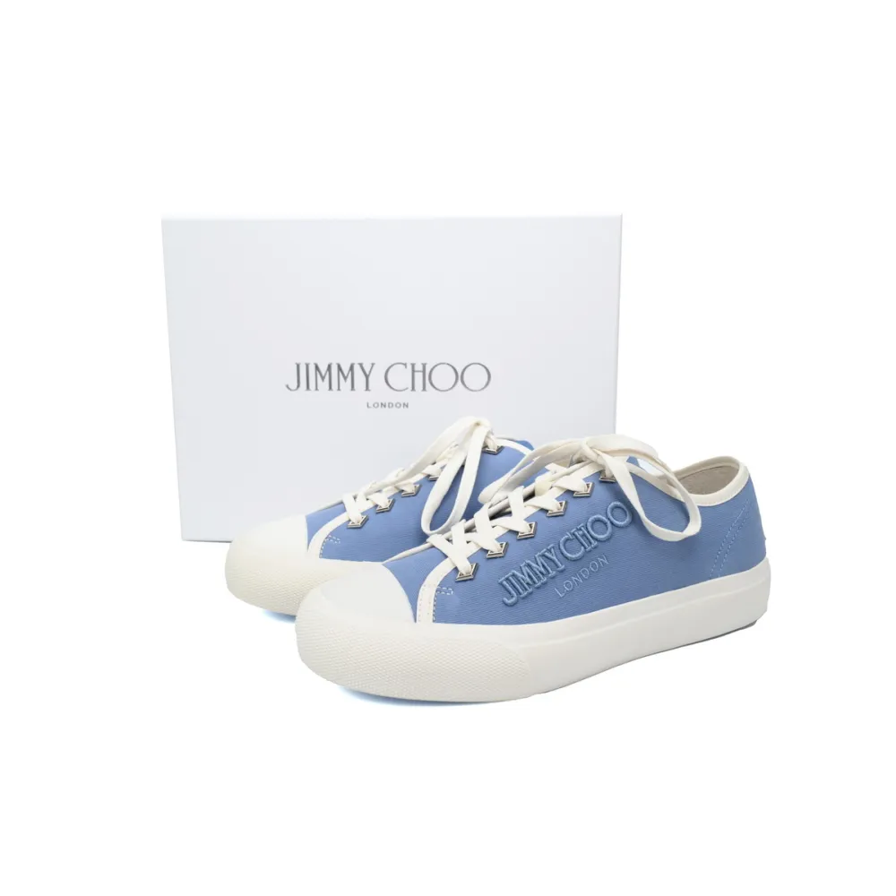 Jimmy Choo Palma Maxi Blue Canvas Platform Trainers PALMAMAXIFCYE043621