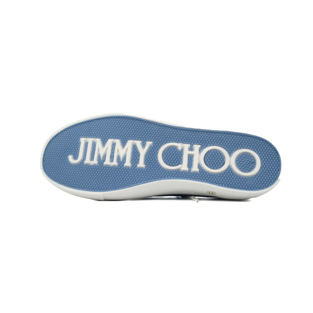 Jimmy Choo Palma Maxi Blue Canvas Platform Trainers PALMAMAXIFCYE043621
