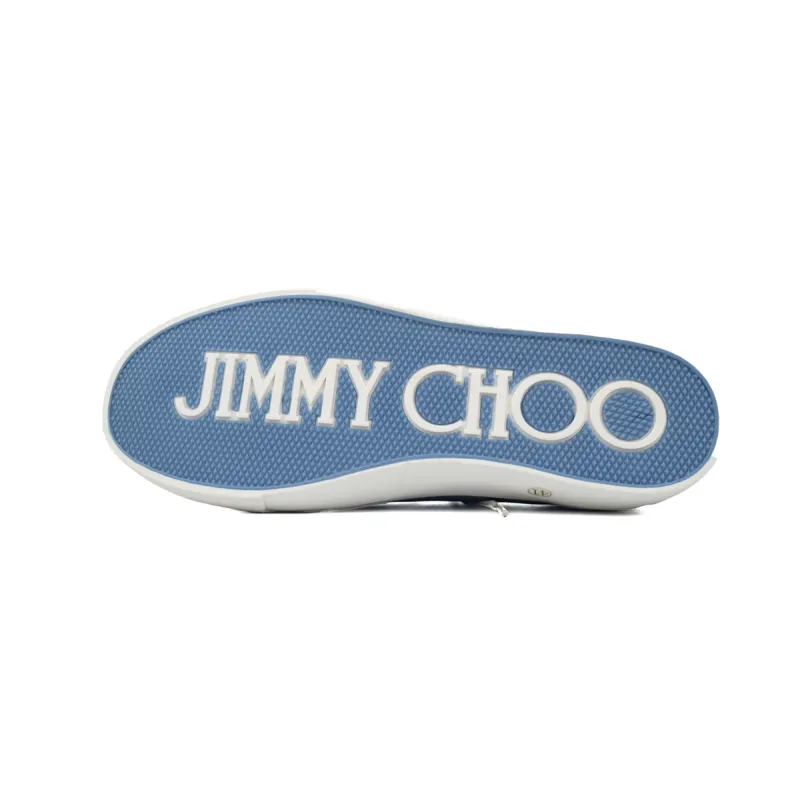  Jimmy Choo Palma Maxi Blue Canvas Platform Trainers PALMAMAXIFCYE043621
