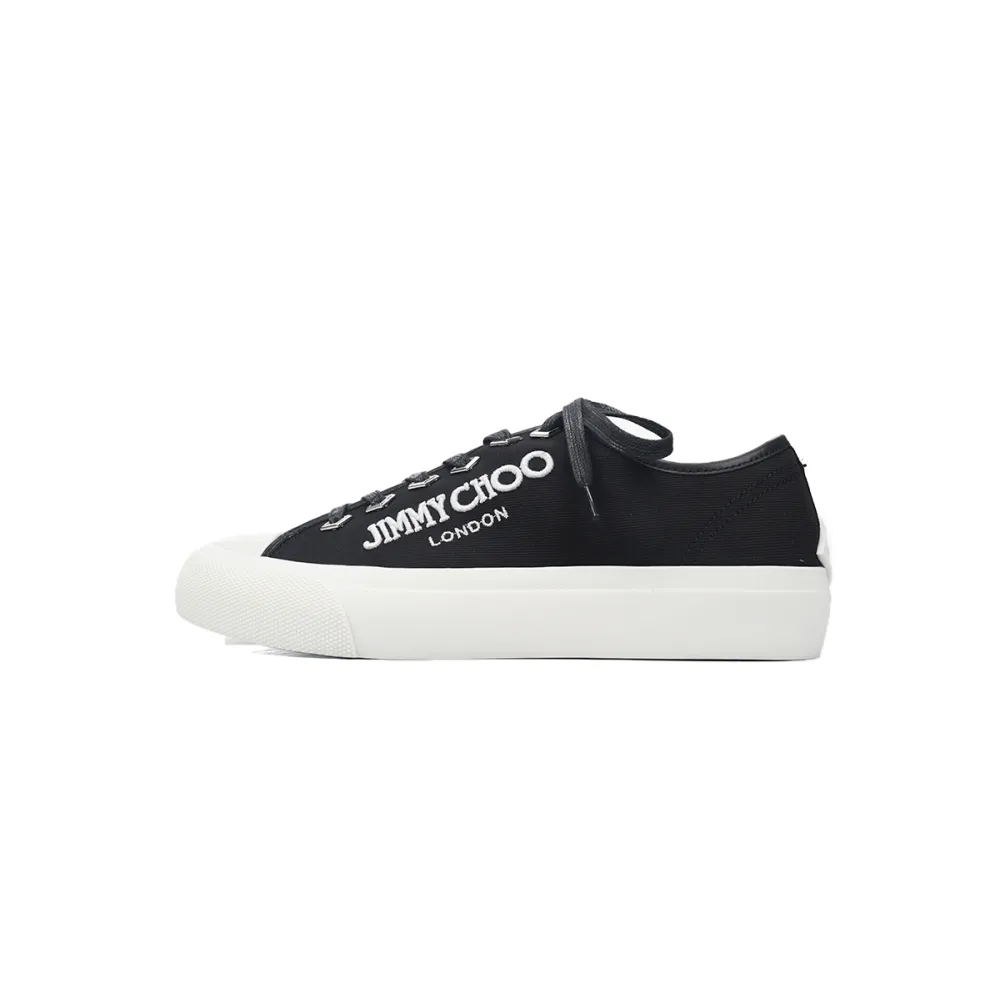 Jimmy Choo Palma Maxi Black and Latte Canvas Platform Trainers PALMAMAXIFCYE013921