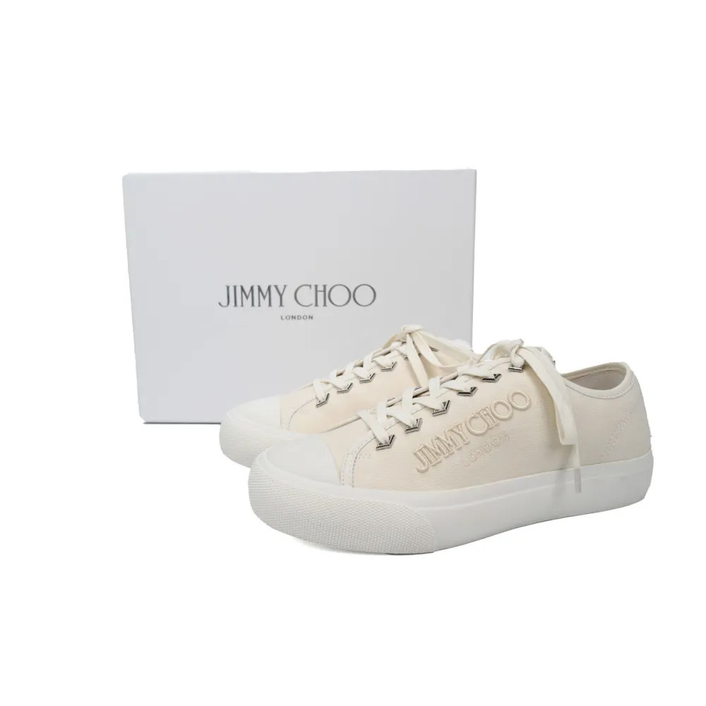 Jimmy Choo Palma Maxi White Canvas Platform Trainers PALMAMAXIFCYE