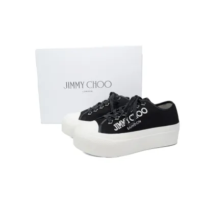 Women's Jimmy Choo Palma Maxi Black and Latte Canvas Platform Trainers 02
