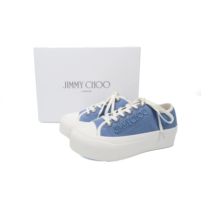 Women's Jimmy Choo Palma Maxi Blue Canvas Platform Trainers 02