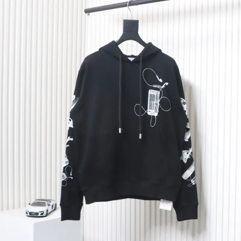 Off-white Ink-splashed arrow twill oil painting graffiti hoodie